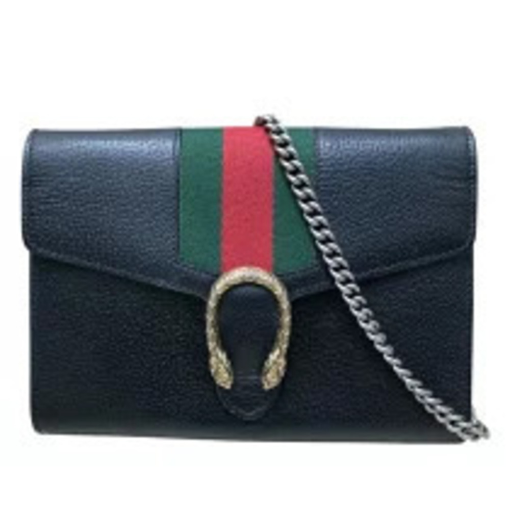 Gucci Dionysus Chain Wallet Black Leather Shoulder Bag